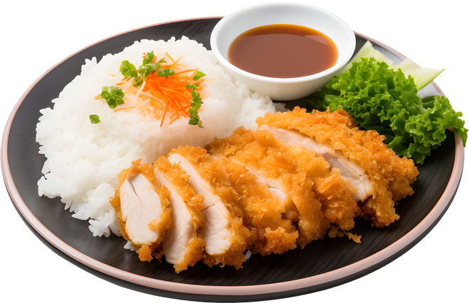 Chicken katsu with rice, japanese food.