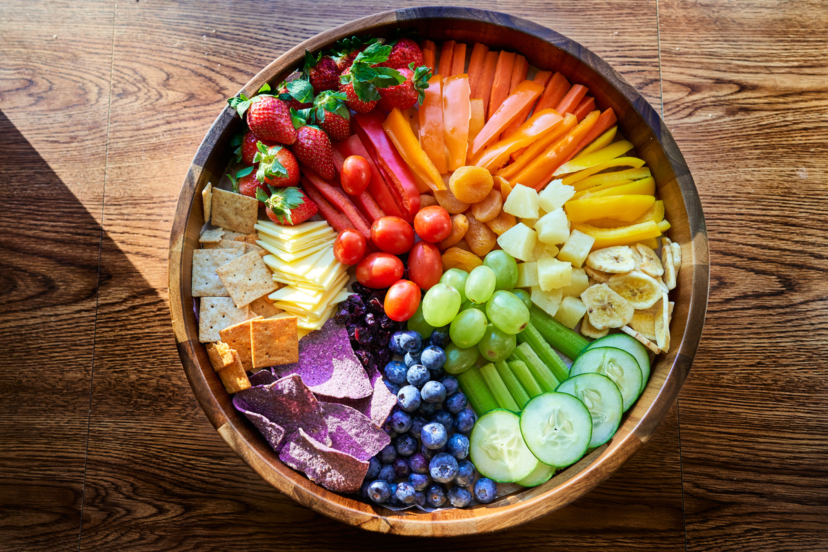 Rainbow vegan food bowl