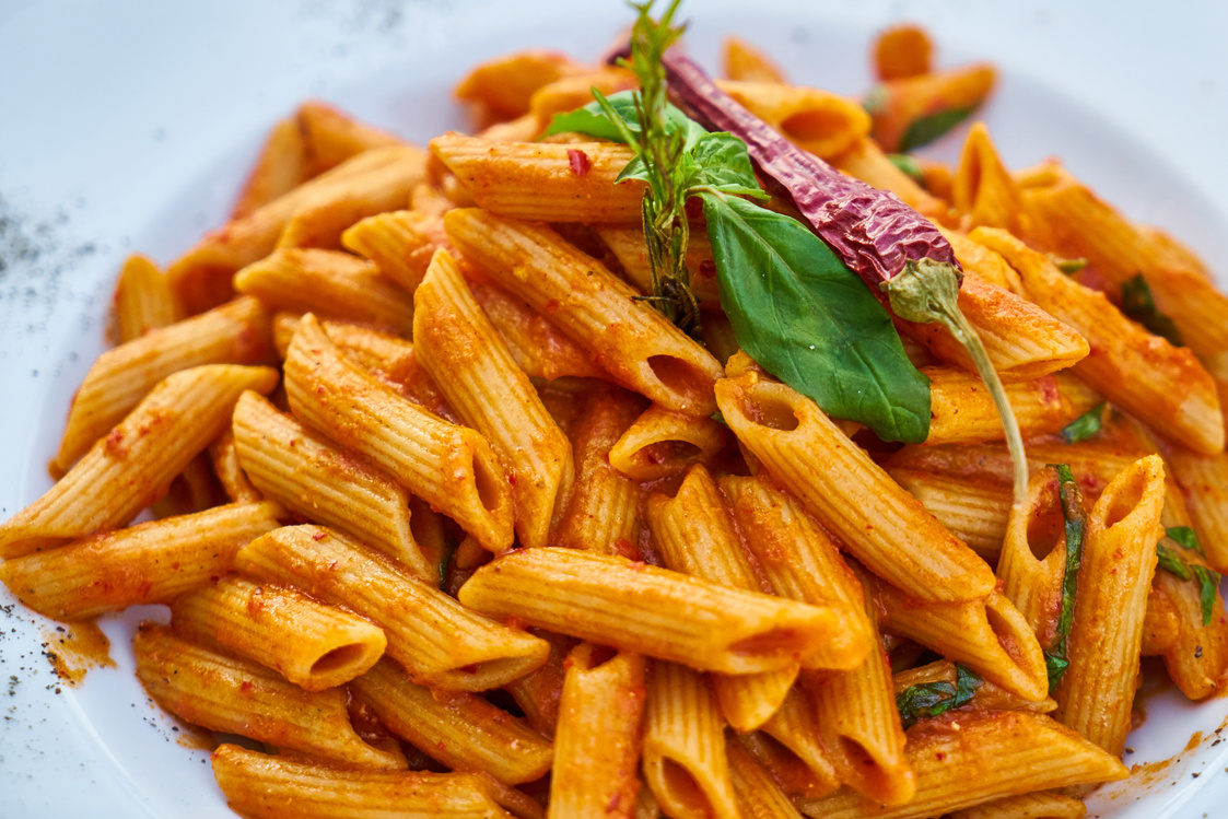 Pasta With Green Leaf And Chili Pepper 