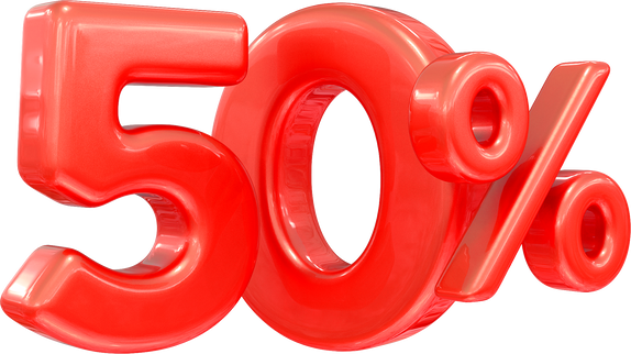 Discount 50 percent red 3d number