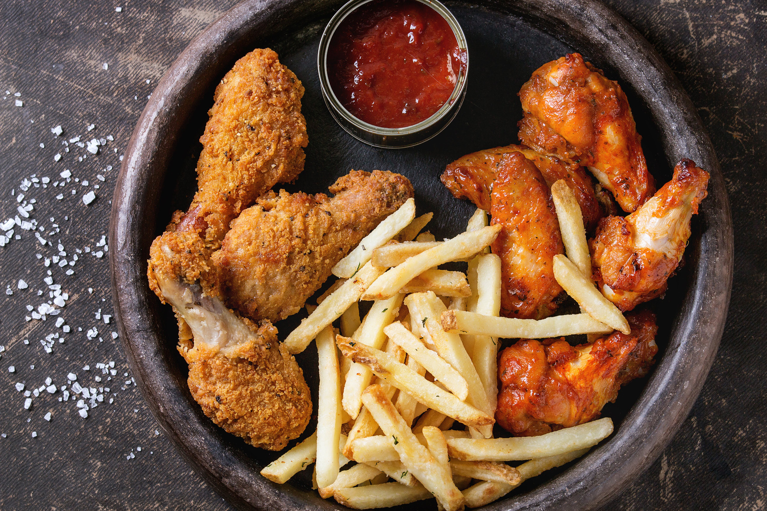 Fried chicken with fries