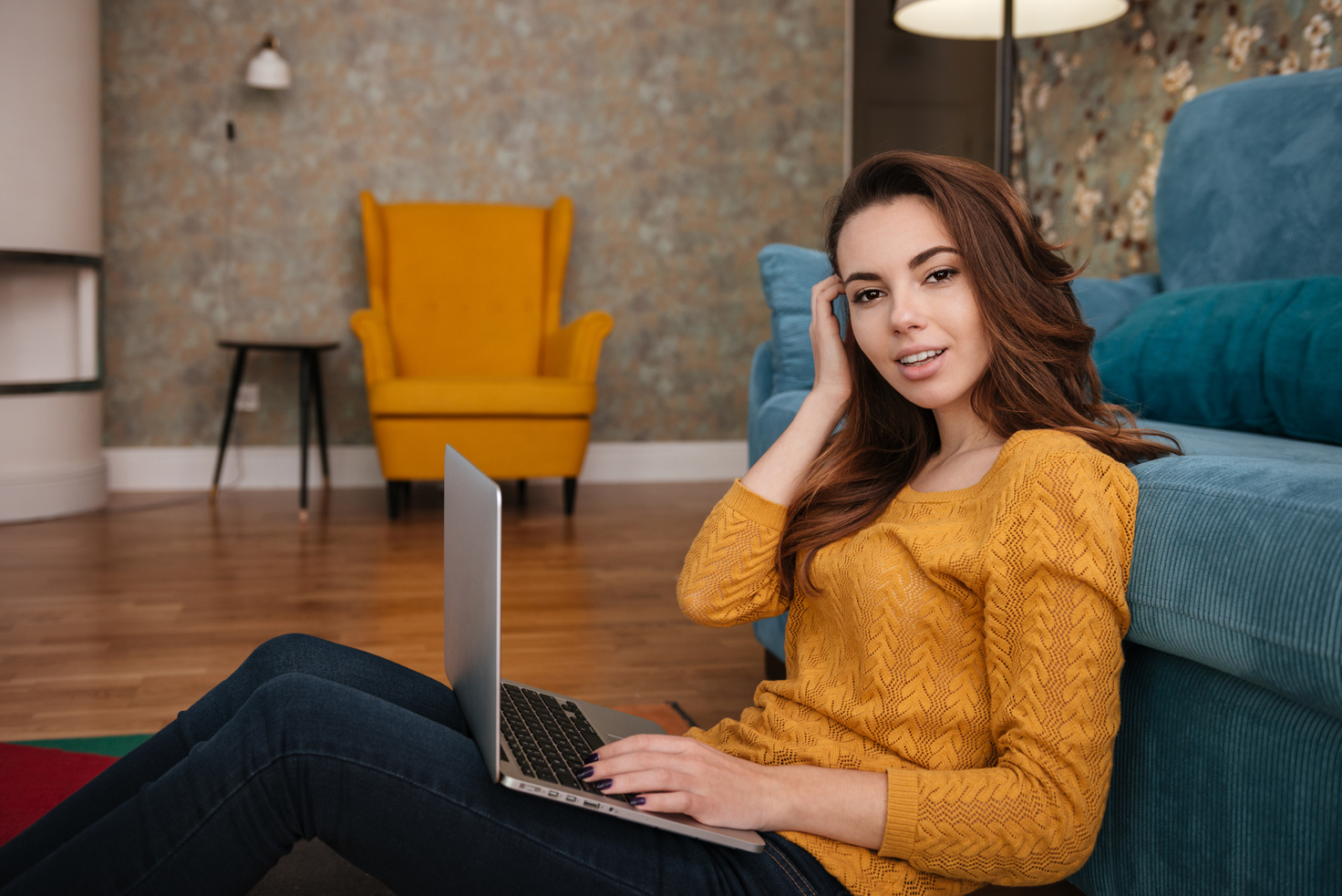  Girl Working on Laptop