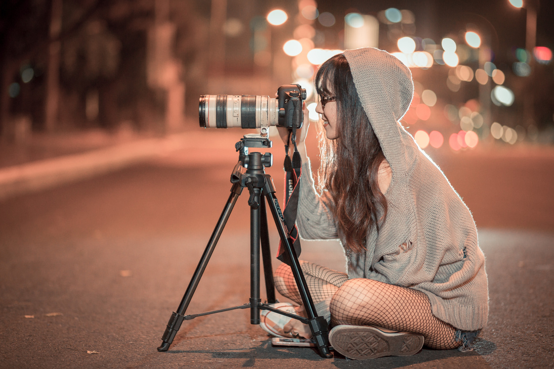 Photographer Working at Night